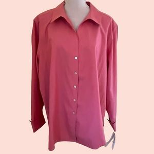 Foxcroft Brick Red Heritage Non-Iron Fitted Cotton Shirt 24W